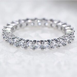 Sterling Silver CZ Eternity Band - SIZE 7